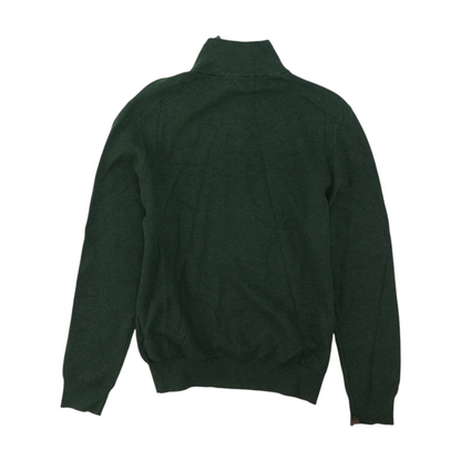 Green Solid 1/4 Zip Sweater