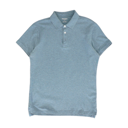 Blue Solid Short Sleeve Polo