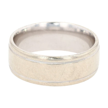 14K White Gold Wide Milgrain Groove Accent Band