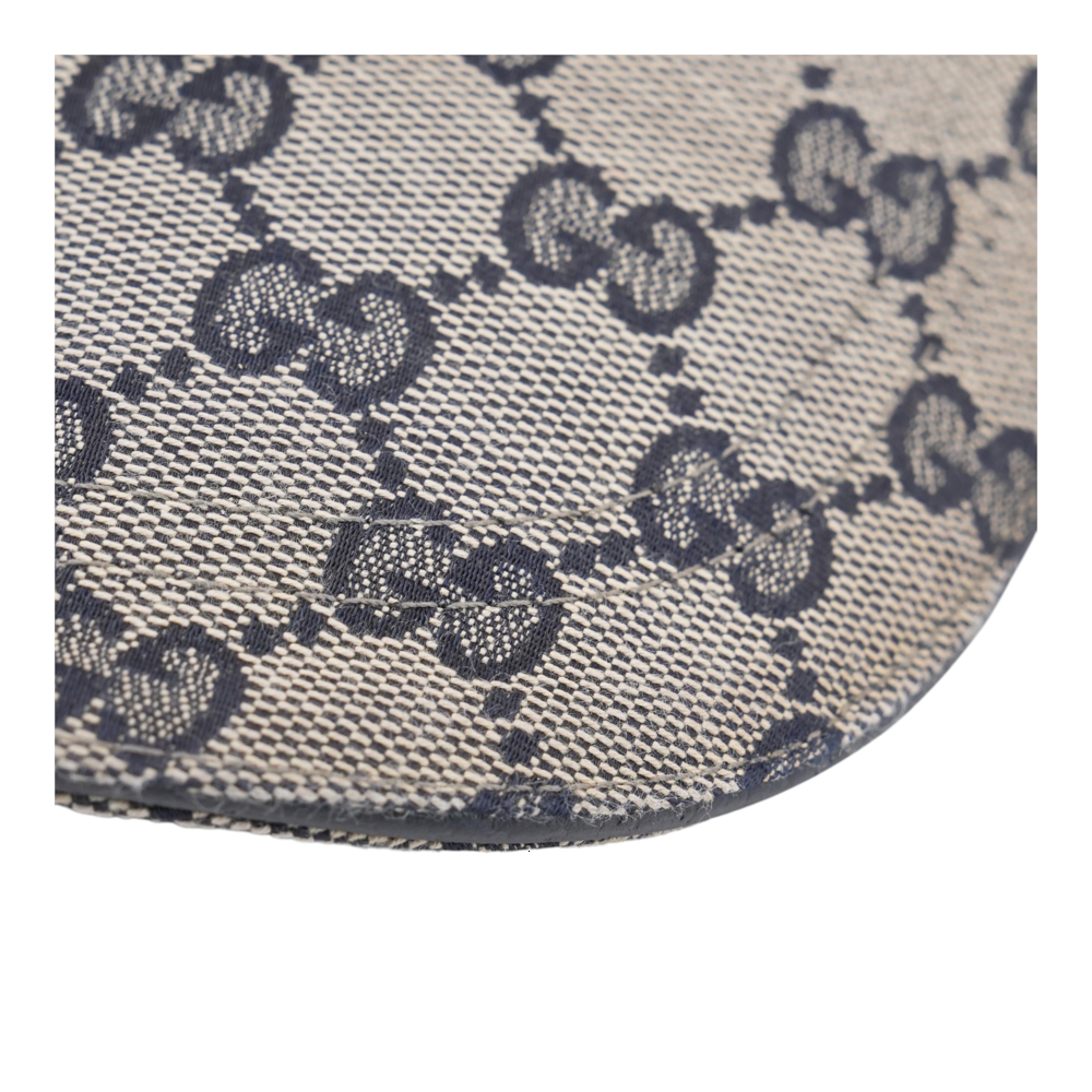 GG Canvas Baseball Hat with Web in Beige Blue
