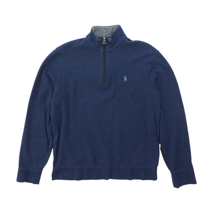 Blue Solid 1/4 Zip Pullover
