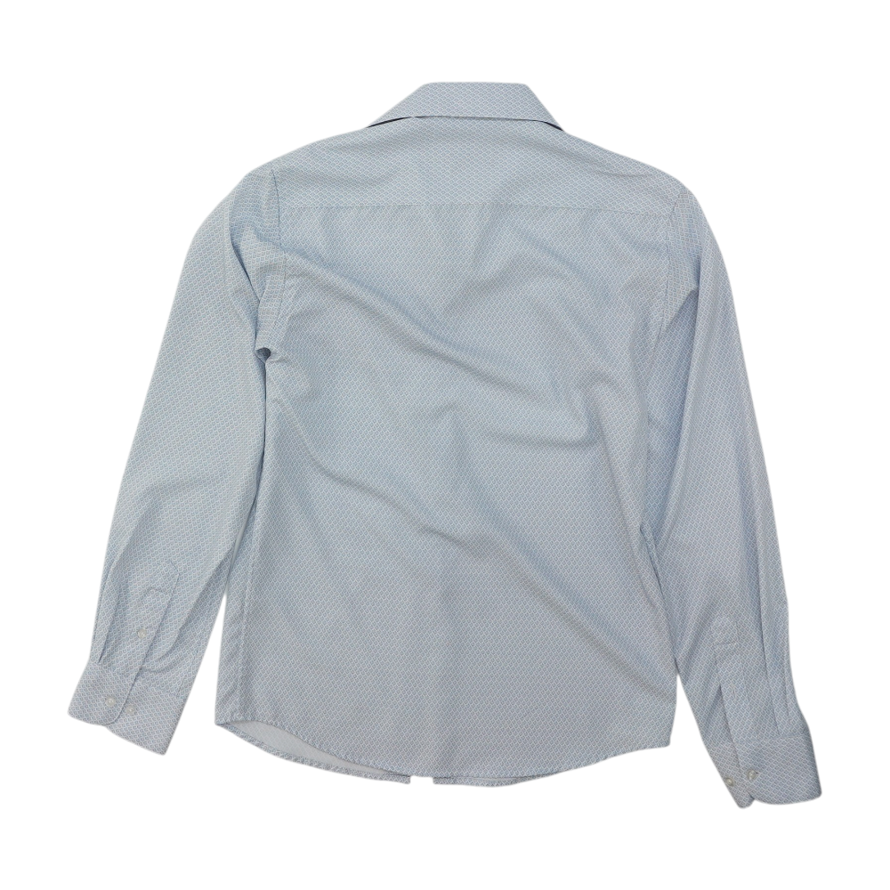 White Print Long Sleeve Button Down