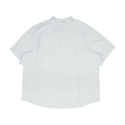 Blue Solid Short Sleeve Button Down