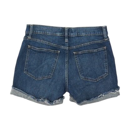 Blue Solid Denim Shorts