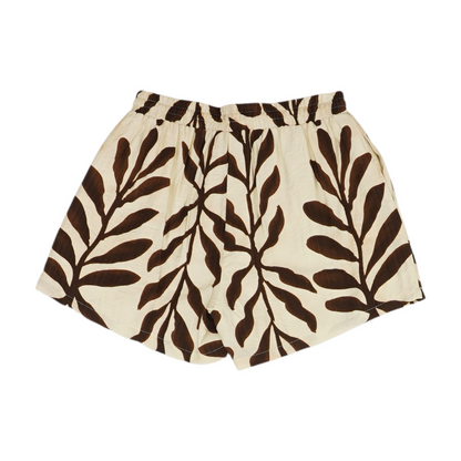 Beige Abstract Knit Shorts