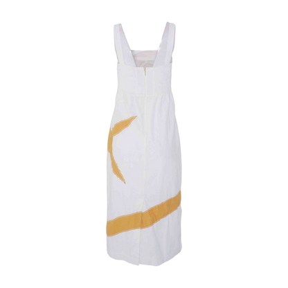 White Abstract Midi Dress