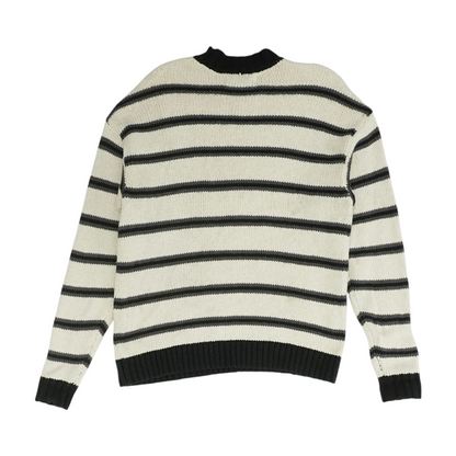 Cream Striped Pullover Sweater