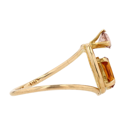 14K Yellow Gold Orange Stone Fashion Ring