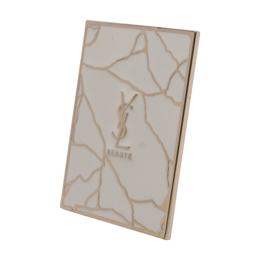 White and Gold Crackle Pocket Mirror