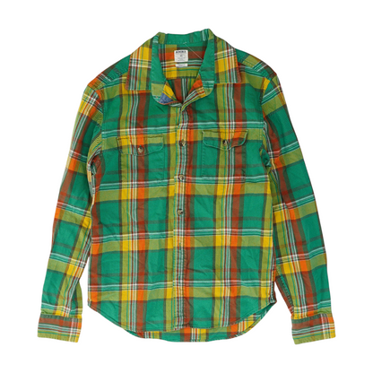Green Plaid Long Sleeve Button Down