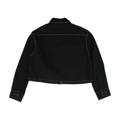 Black Solid Denim Jacket
