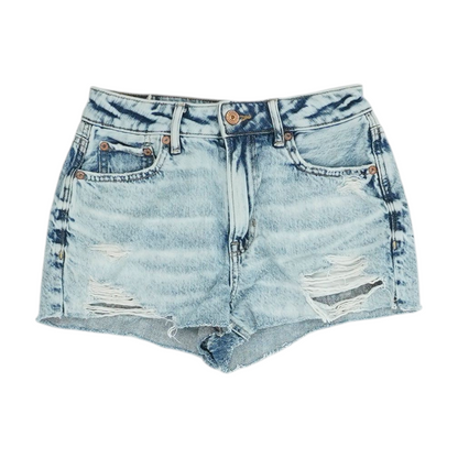 Blue Solid Denim Shorts