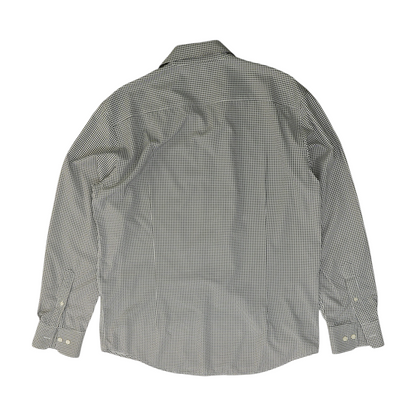 White Print Long Sleeve Button Down