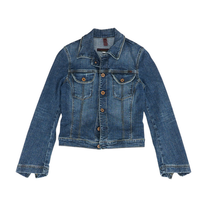 Blue Solid Denim Jacket