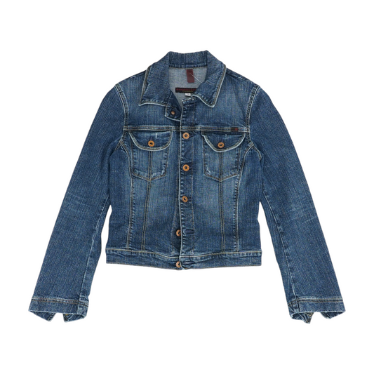 Blue Solid Denim Jacket