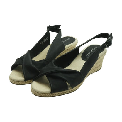 Black Wedged Sandals