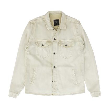 Beige Solid Denim Jacket