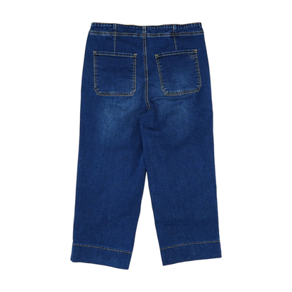 Blue Solid Denim Capris