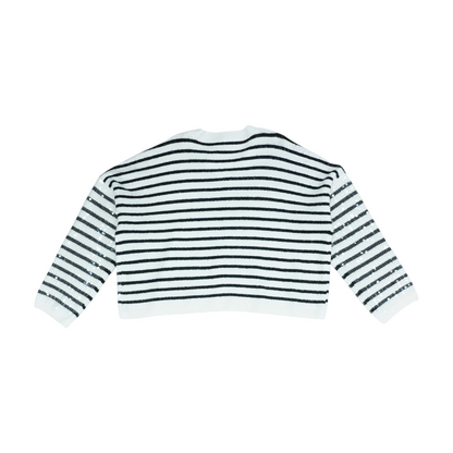 White Striped Pullover Sweater