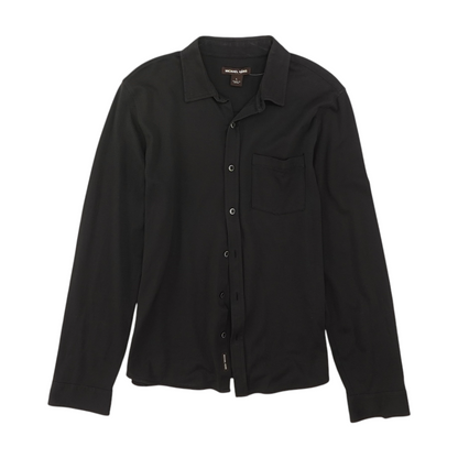 Black Solid Long Sleeve Button Down