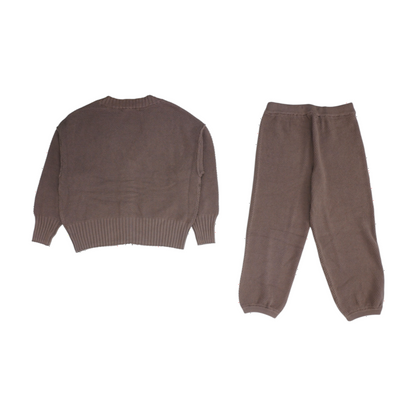 Brown Solid Pant Set