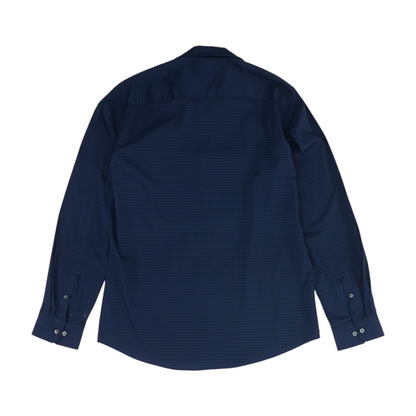 Navy Striped Long Sleeve Button Down