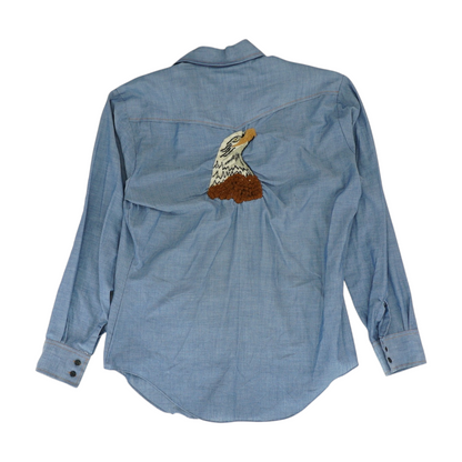 Blue Solid Long Sleeve Button Down