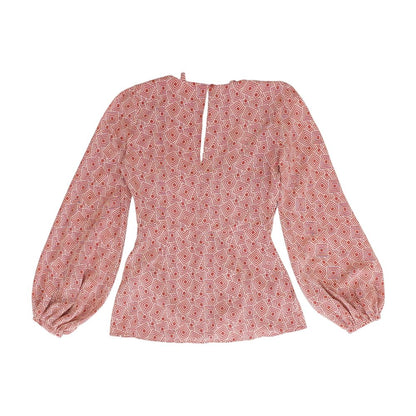 Rust Geometric Long Sleeve Blouse