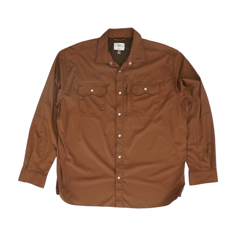 Brown Solid Long Sleeve Button Down