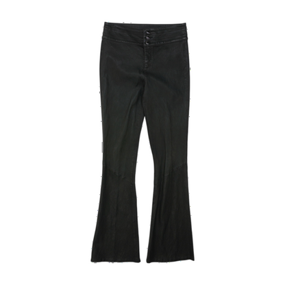Hoxton Black High-Rise Leather Flare Pants