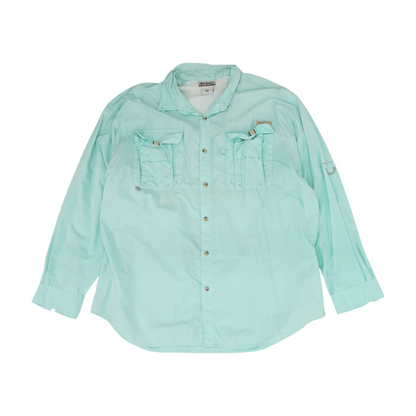 Green Solid Outdoor Button Down
