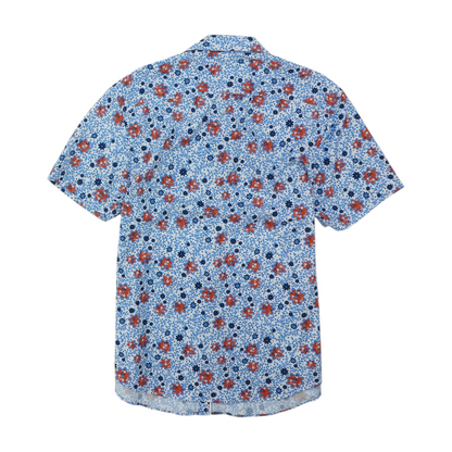 Blue Floral Short Sleeve Button Down