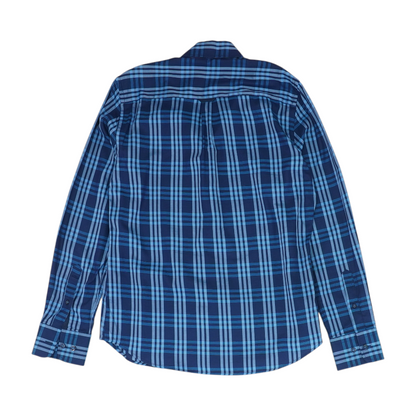 Navy Plaid Long Sleeve Button Down
