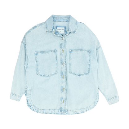Blue Solid Denim Jacket