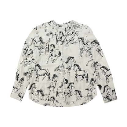 White Print Button Down