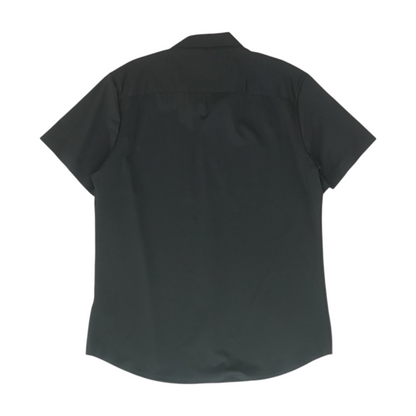 Black Solid Short Sleeve Button Down