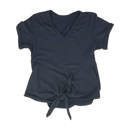 Navy Solid Short Sleeve Blouse