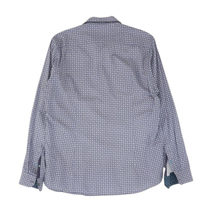 Blue Geometric Long Sleeve Button Down