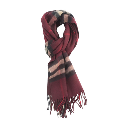 Oxblood Red Check Cashmere Scarf