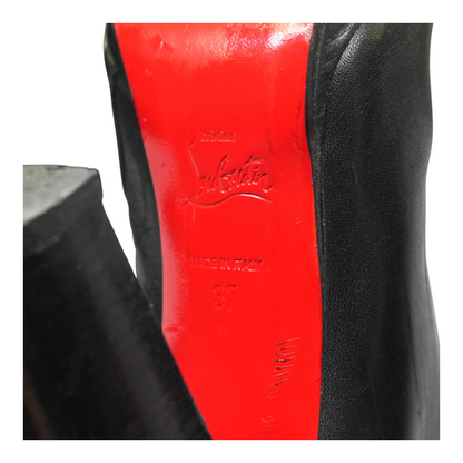 Black Knee High Calf Leather Boots