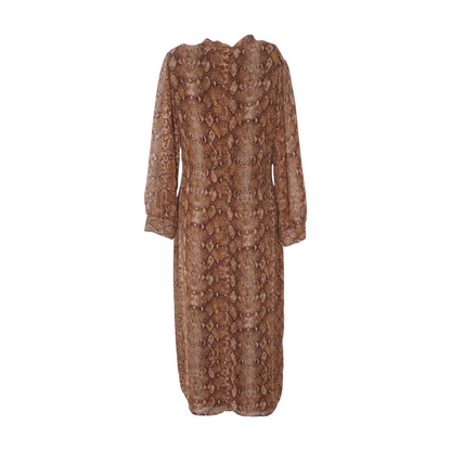 Tan Animal Print Midi Dress