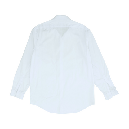 White Solid Long Sleeve Button Down