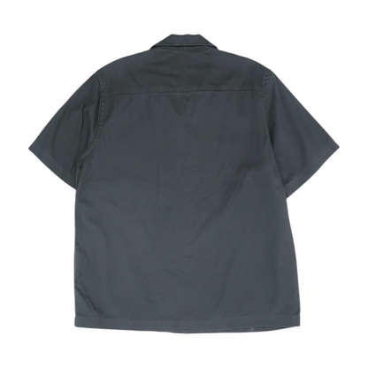 Black Solid Short Sleeve Button Down