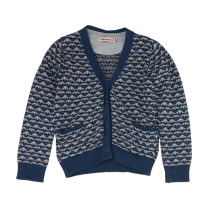 Navy Print Cardigan Sweater