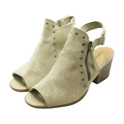 Beige Block Heel Sandals