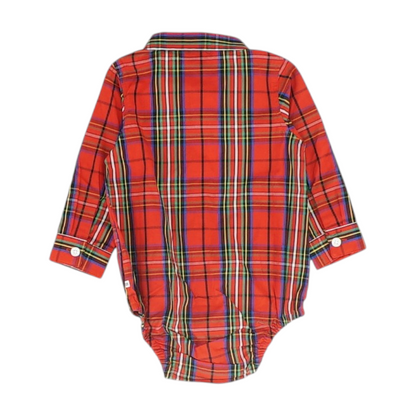 Red Plaid Onesie Button Down