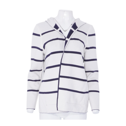 Navy Striped Cardigan Sweater