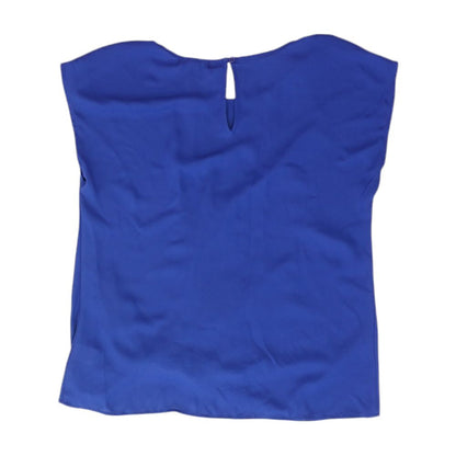 Blue Solid Short Sleeve Blouse
