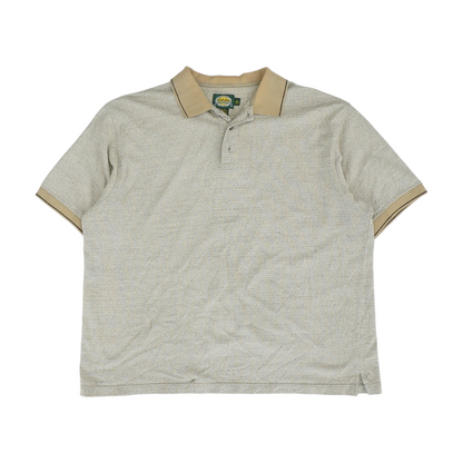 Beige Striped Short Sleeve Polo