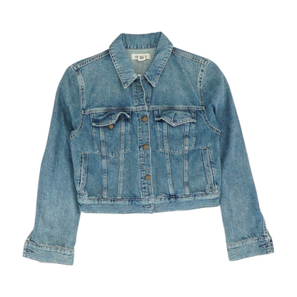 Blue Solid Denim Jacket